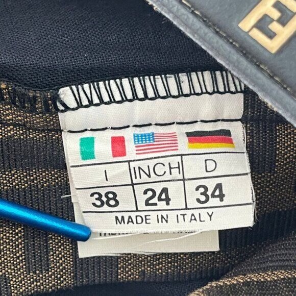 Authentic FENDI FF Zucca Vintage Printed Mini Skirt Brown Tan Pockets - Picture 11 of 12